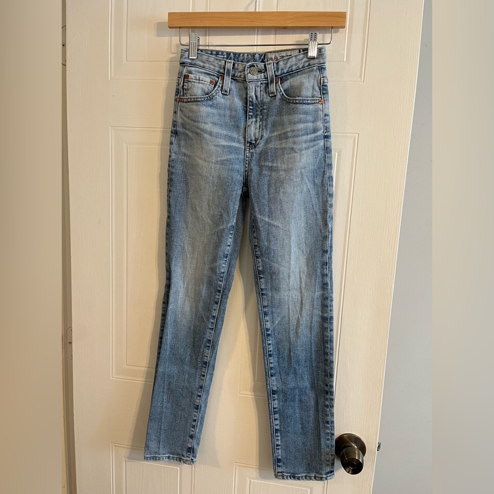AG Adriano Goldschmied Light Blue High-Rise Straight Jeans